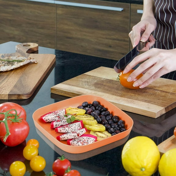 Zenithome Orange Square Stylish Large Capacity Durable Fruit Tray for Living Room Coffee Table Snack Candy Food 7.09In