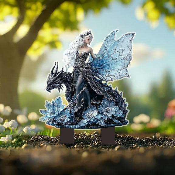 Zenithome Outdoor Garden Statue, Female Celestial & Animal Figurine, Weather-Resistant Yard Decor, Courtyard Landscape Sculpture, Easy Install Ground Stake