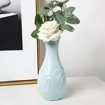 Zenithome Plastic Glazed Vase for Flower Arrangements, Home Decor for Living Room, TV Cabinet, Table Centerpiece with Dried Flowers, Decorative Vase