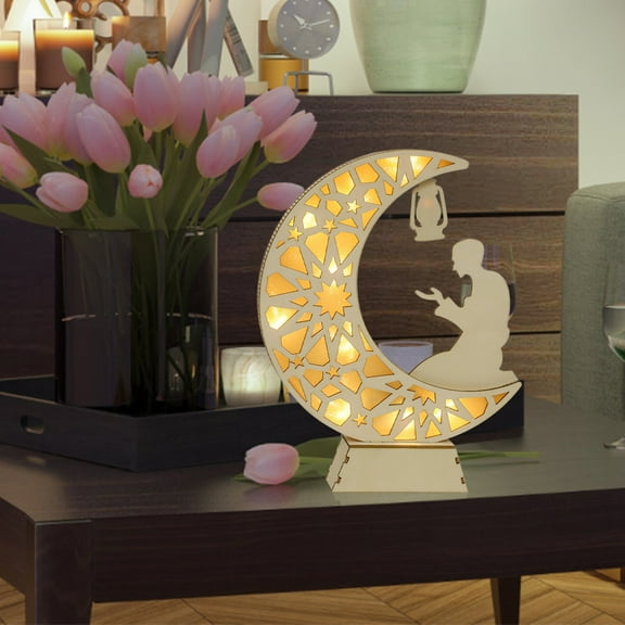 Zenithome Ramadan LED Wooden Night Light – Star Design, DIY Assembly, for Home/Party/Mosque, Eid Mubarak Muslim Decoration