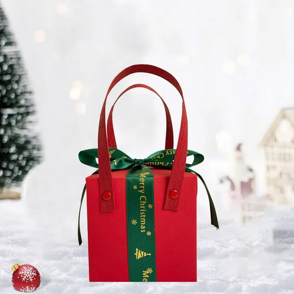 Zenithome Red Sturdy Compact Portable Christmas Apple Gift Box 3.93x3.93x3.93In Festive Elegant Smooth for Xmas Eve Apple Treat Party Home Decor