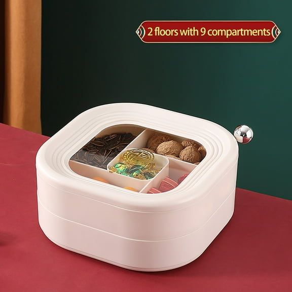 Zenithome Red White Plastic Multi Layer Candy Box with Compartments for Party Festival Living Room Sturdy Stackable and Stylish 9InX9InX2.55In 9InX9InX4In 9InX9InX5.74In