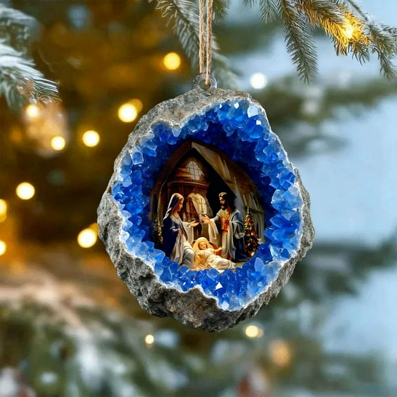 Zenithome Religious Acrylic Christmas Ornaments Round Hanging Pendant for Holiday Tree Home Festive Decorations