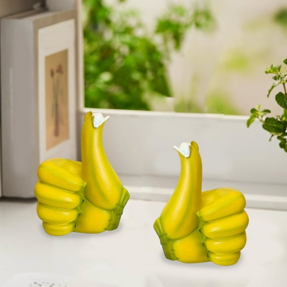 Zenithome Resin Banana Thumbs Up Hand Sculpture, Home Decor for Living Room Office Desk, Unique Gift for Friends Colleagues, Positive Energy Ornament