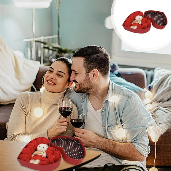 Zenithome Rose Gift Box Exquisite Elegant Charming Red 6.69x6.1x1.97In For Valentine Girlfriend Birthday Qixi Gift