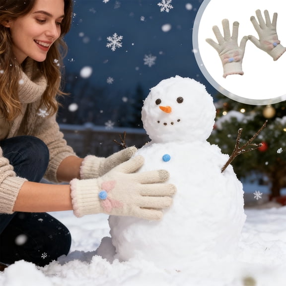 Zenithome Soft Breathable Stretchy Touchscreen Knitted Gloves For Women Winter Cycling Daily Use School 4.72In X 9.06In