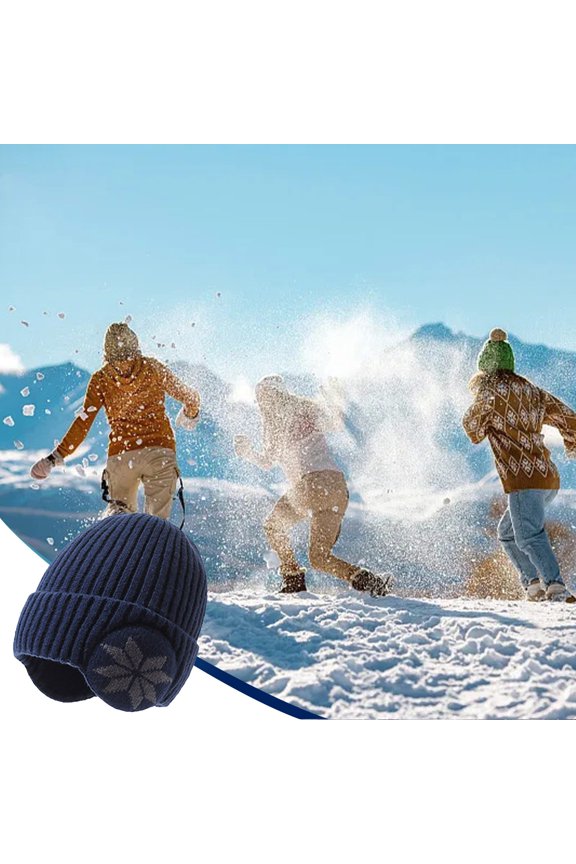 Soft Warm Cozy Breathable Black Knit Beanie Hat For Skiing Camping Travel With Earflaps