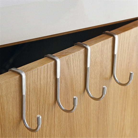 Zenithome Stainless Steel S-Shaped Double Hooks for Kitchen Cabinet Door & Pole, Heavy Duty 10kg Hanging Hangers, Space Saving Organizer for Towels Mugs Bags, No Drill Easy Install Durable