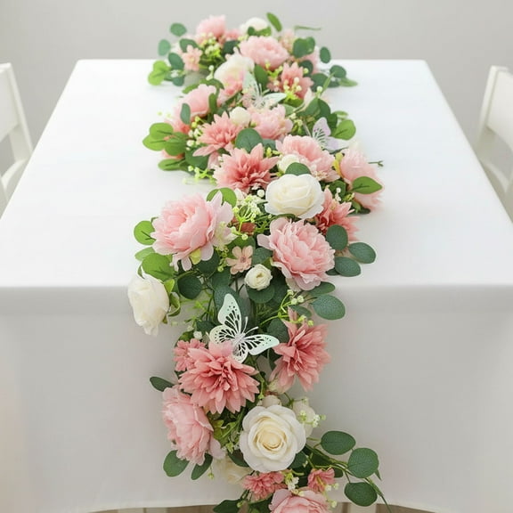 Zenithome Timeless Enchanting Realistic Durable 5.9 Ft Rose Vines Purple Pink Red White for Wedding Home Office Valentine Day Decoration