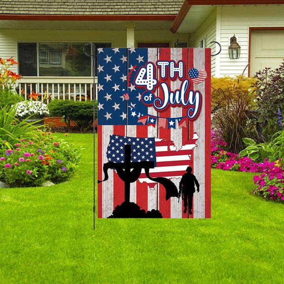 Zenithome Vibrant Durable Weather Resistant Patriotic Garden Flag 12x18In for Patio Porch Backyard Vertical Hanging Red White Blue Artistic Smooth Edge Festive Holiday Decor