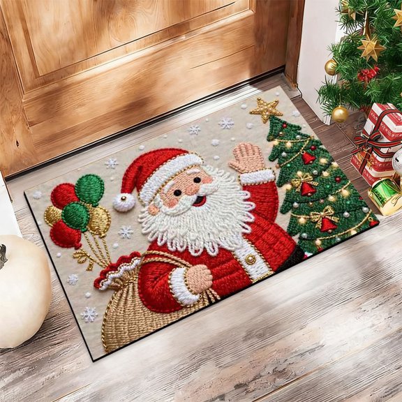 Zenithome Vivid Multicolor Soft Delicate Wear Resist Pilling Resist Nonslip Woven Christmas Mat In 23.6x15.7In For Bathroom Entrance Door Holiday Home Decor