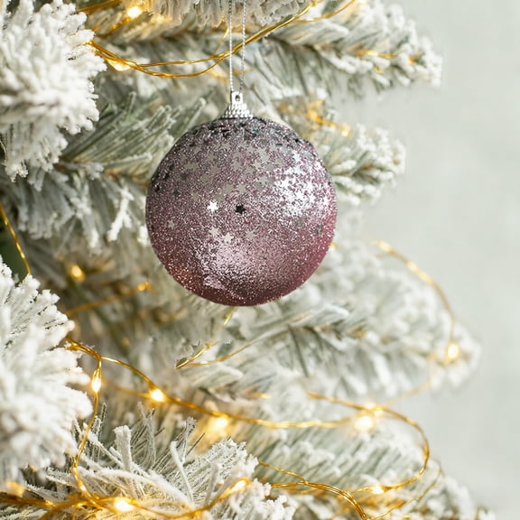 Zenithome Vivid Soft Lightweight Fluffy Foam Christmas Ball In 3.14In Pink For Xmas Tree Home Office Wedding Party Holiday Decor