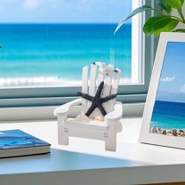 Zenithome Wooden Mediterranean Beach Chair Ornament, Home Decorative Accent for Tabletop Display, Cute Miniature Figurine, 10cm Coastal Theme Decor