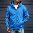 thumbnail image 1 of Zenithor Big and Tall Men's Hooded Windbreaker Jacket Zip Up Rain Coat Solid Long Sleeve Elastic Cuffs Pockets Spring Fall Outdoor Outerwear Blue(XXS-3XL), 1 of 9