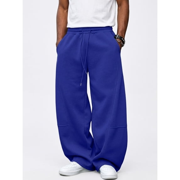 Zenithor Men's Baggy Pants Wide Leg Loose Fit Drawstring Elastic Waist Sweatpants Casual Lounge Trousers with Pockets S-2XL