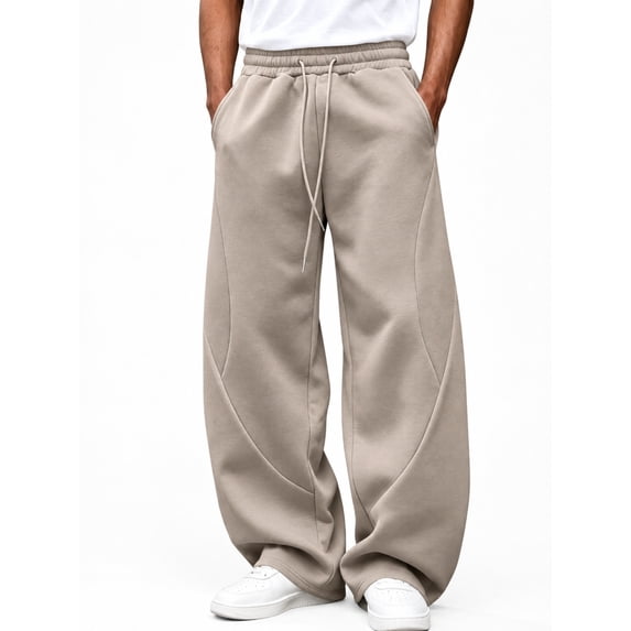 Zenithor Men's Baggy Pants Wide Leg Loose Fit Drawstring Elastic Waist Sweatpants Casual Lounge Trousers with Pockets S-3XL