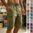 thumbnail image 1 of Zenithor Men's Cargo Shorts Elastic Waist Drawstring Knee Length Outdoor Hiking Work Shorts Summer Lightweight Casual Knee-Length Pants Coffee(S-5XL), 1 of 9