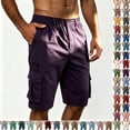 thumbnail image 1 of Zenithor Men's Cargo Shorts Straight Elastic Waist Buttons Zipper Solid Color Shorts Summer Casual Work Shorts with Multi Pockets Gray(M-3XL), 1 of 8