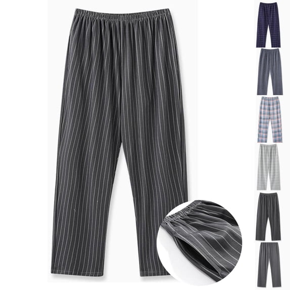 Zenithor Men's Cotton Elastic Waist Sleepwear Pants Straight-Fit Pajama Trousers Soft Night Pants for Weekend Relaxing or Bedroom M-4XL Black
