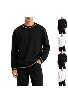 Men's Crewneck Sweatshirts Long Sleeve Casual Stretch Pullovers Lightweight Tops for Outings Holiday Black(M-5XL)