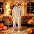 thumbnail image 1 of Zenithor Men's Hooded Fleece Onesie Long Sleeve Front Zip One Piece Pajamas Soft Warm Plush Jumpsuit Loungewear Sleepwear Cuffed Pockets S, 1 of 2