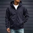 thumbnail image 1 of Zenithor Men's Hooded Windbreaker Jacket Zip Up Rain Coat Solid Long Sleeve Elastic Cuffs Pockets Spring Fall Outdoor Outerwear Navy(XXS-3XL), 1 of 9