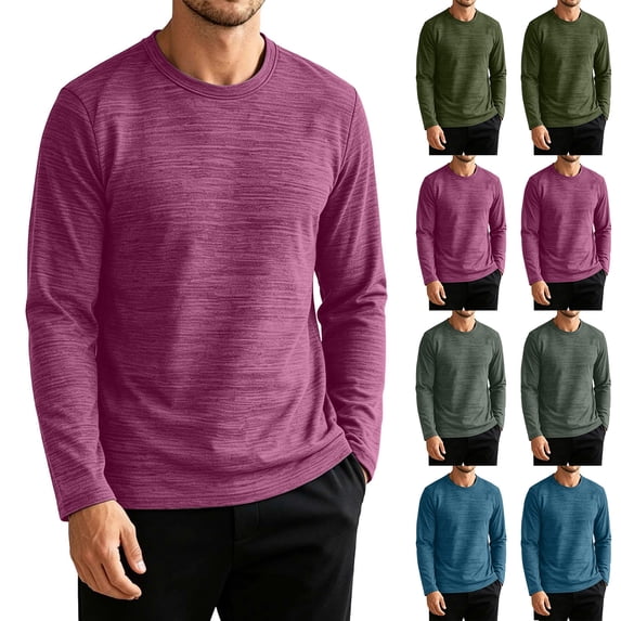 Zenithor Men's Long Sleeve Pajamas Shirts Comfy Long Sleeve Sleepwear Tops Casual Round Neck Solid Color Pullover Sleeping Loungewears XL-4XL Blue