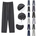thumbnail image 1 of Zenithor Men's Plaid Pajama Pants Lightweight Straight-Fit Bottoms Elastic Waist Bedroom Night Sleepwear Pants Long Weekend Relaxing Loungewear,L-5XL Blue, 1 of 4