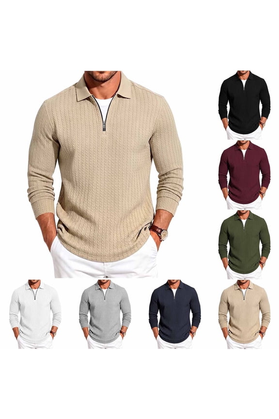 Men's Quarter-Zip Pullovers Casual Stretch Long Sleeve Sweatshirts Soft Warm Tops for Winter Business Casual Army Green(M-2XL)