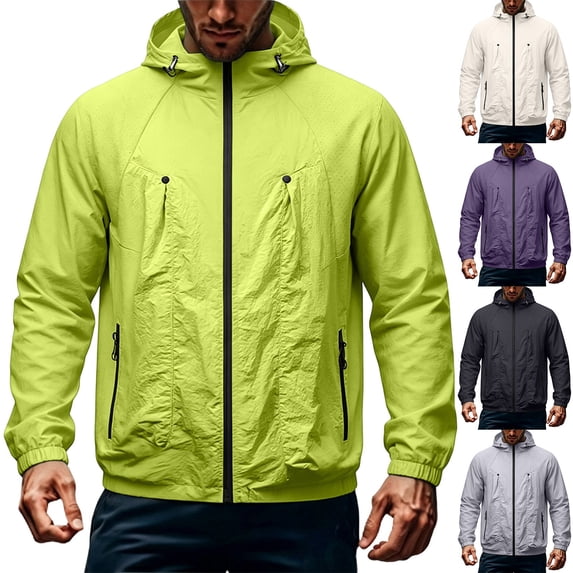 Zenithor Men's Sun Protection Jacket Lightweight Hooded Breathable Quick Dry Outdoor Windbreaker Running Coats Black(S-4XL)