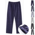 thumbnail image 1 of Zenithor Mens Cotton Plaid Elastic Waist Pajama Pants Straight-Fit Night Lounge Trousers Soft Pants for Weekend Relaxing or Sleeping,M-4XL Blue, 1 of 5
