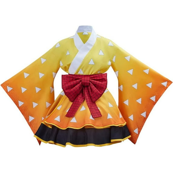 Zenitsu Agatsuma Character Dress Outfit - Yellow & Orange Traditional Style Set