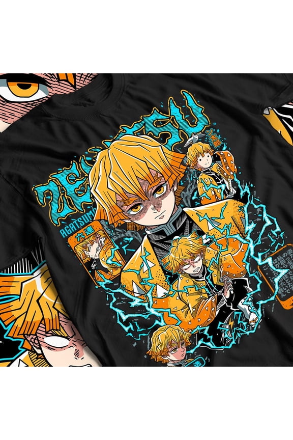 Zenitsu Agatsuma Thunder Breathing Lightning Streetwear Graphic Tee, Cotton Unisex Anime Style T-Shirt