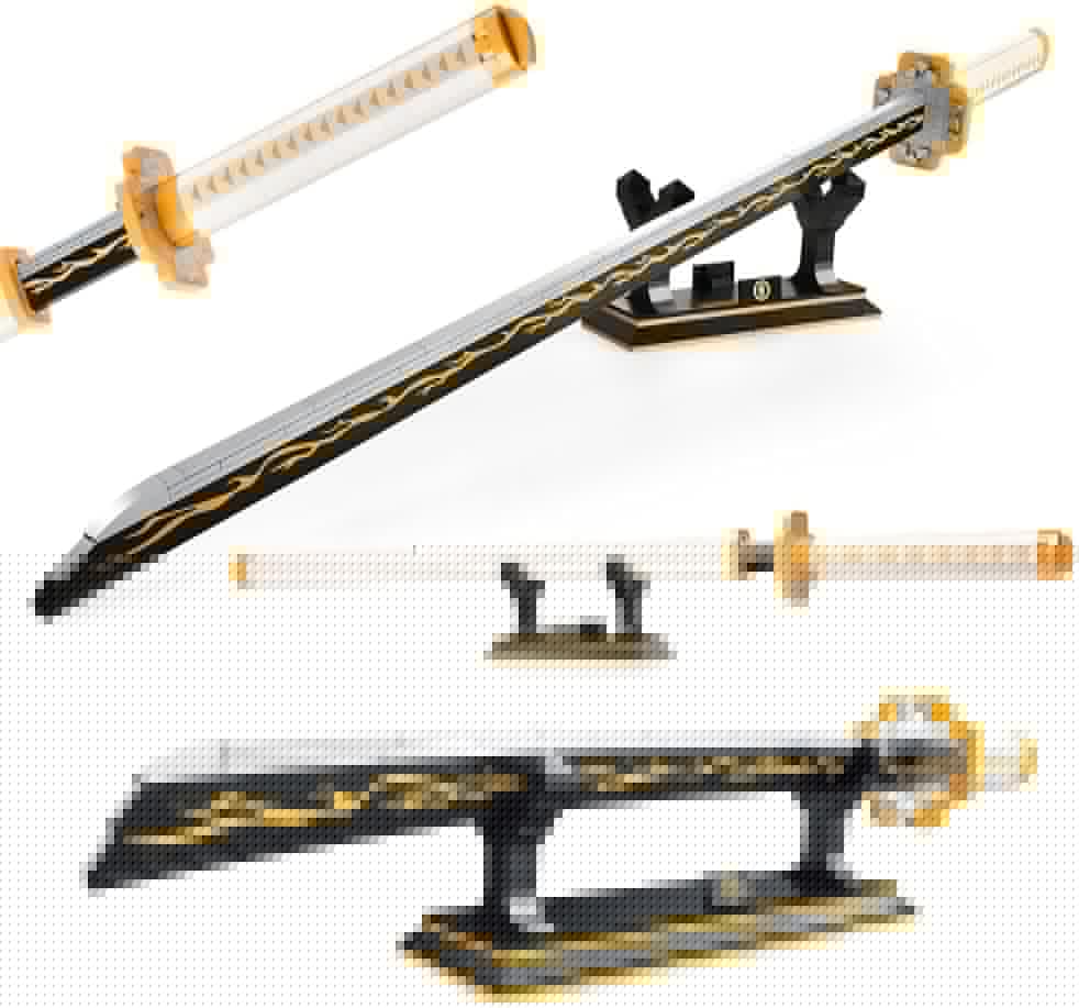 Zenitsu Demon Swords Building Set,39in Demon Sword Building Block with Scabbard and Stand Model Kits Toy,Creative Samurai Sword