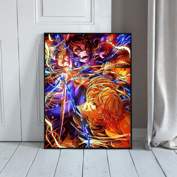 Zenitsu Vs Kaigaku Poster Demon Slayer Infinity Castle Wall Art Anime Print