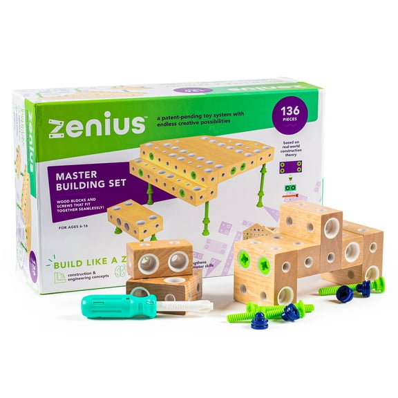 Zenius Master Building Set | Innovative Wood Blocks Toy Kit For Kids Age 6 And Up | Build A Cool Structure With Tools Screws & Natural Wooden Building Blocks| Stem Toy for Construction & Architecture