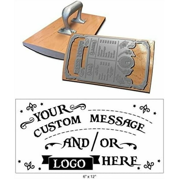 Zenjohn 6'' x 12'' Extra Large Custom Rocker Mount Wood Hand Rubber Stamp with Heavy Duty Metal Handle