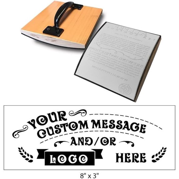 Zenjohn 8'' x 3'' Extra Large Custom Rocker Mount Wood Hand Rubber Stamp with Metal Handle
