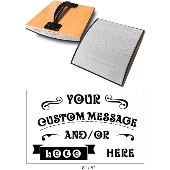 Zenjohn 8'' x 5'' Extra Large Custom Rocker Mount Wood Hand Rubber Stamp with Metal Handle