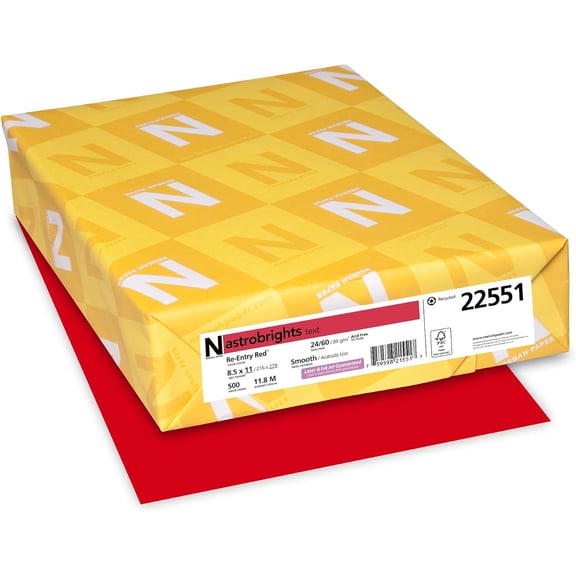 Zenjohn Learning Resources 22551 Astrobrights Color Paper, 8.5 x 11, 24 lb / 89, Re-Entry Red, 500 Sheets