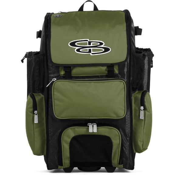 Zenjohn Rolling Superpack Baseball/Softball Gear Bag - Multiple Colors - Telescopic Handle and Holds 4 Bats - Wheeled Version
