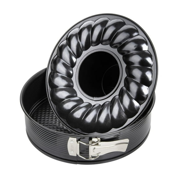 Zenker 10-Inch Non-Stick Carbon Steel Springform Pan with 2 Bases – Standard Flat & Bundt Insert