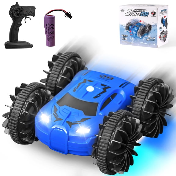 Zenkitch Amphibious Remote Control Car, RC Stunt Car, 4WD & Waterproof, Rechargeable 360° Rotating Vehicle for Kids Ages 8+