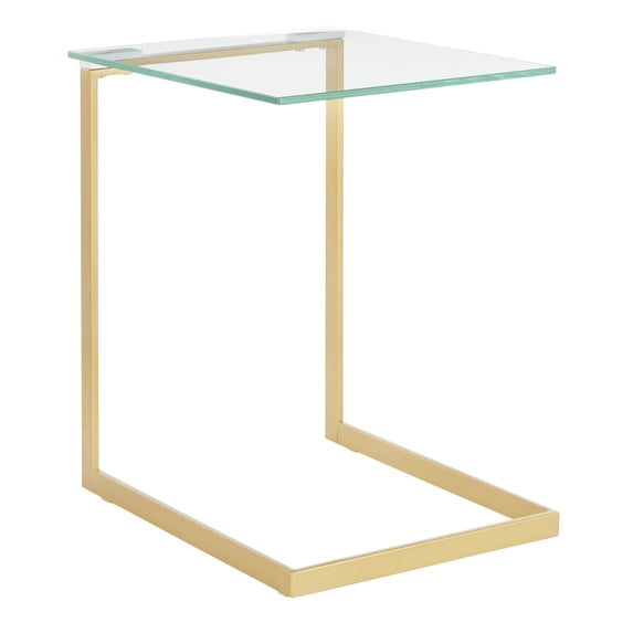 Zenn Contemporary End Table in Gold with Clear Glass by LumiSource