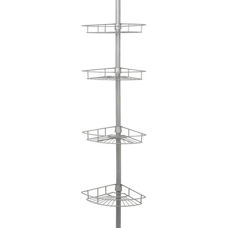 Zenna Home 2156NN Tension Pole Shower Caddy, Nickel