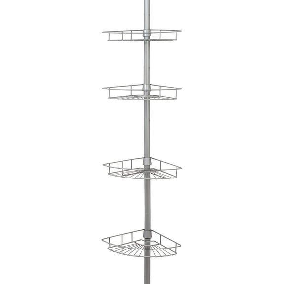 Zenna Home 2156NN Tension Pole Shower Caddy, Nickel