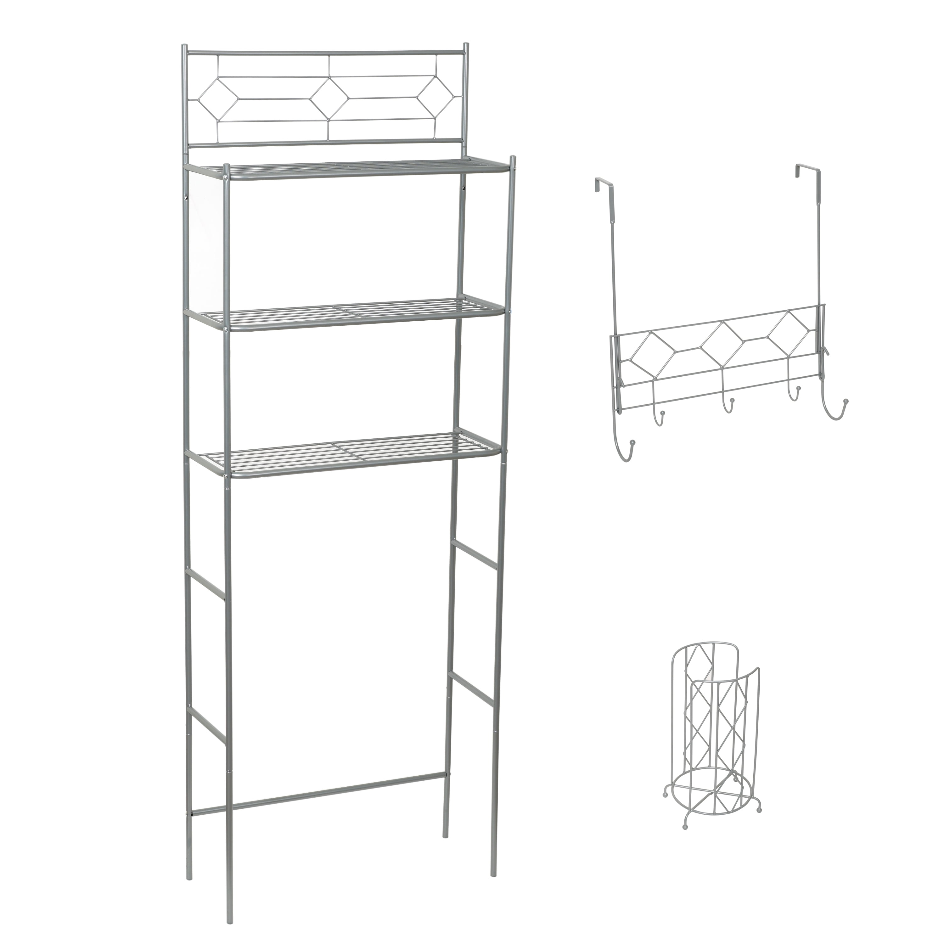 Zenna Home 3Piece Bath Storage Set Spacesaver, Door Rack and Toilet