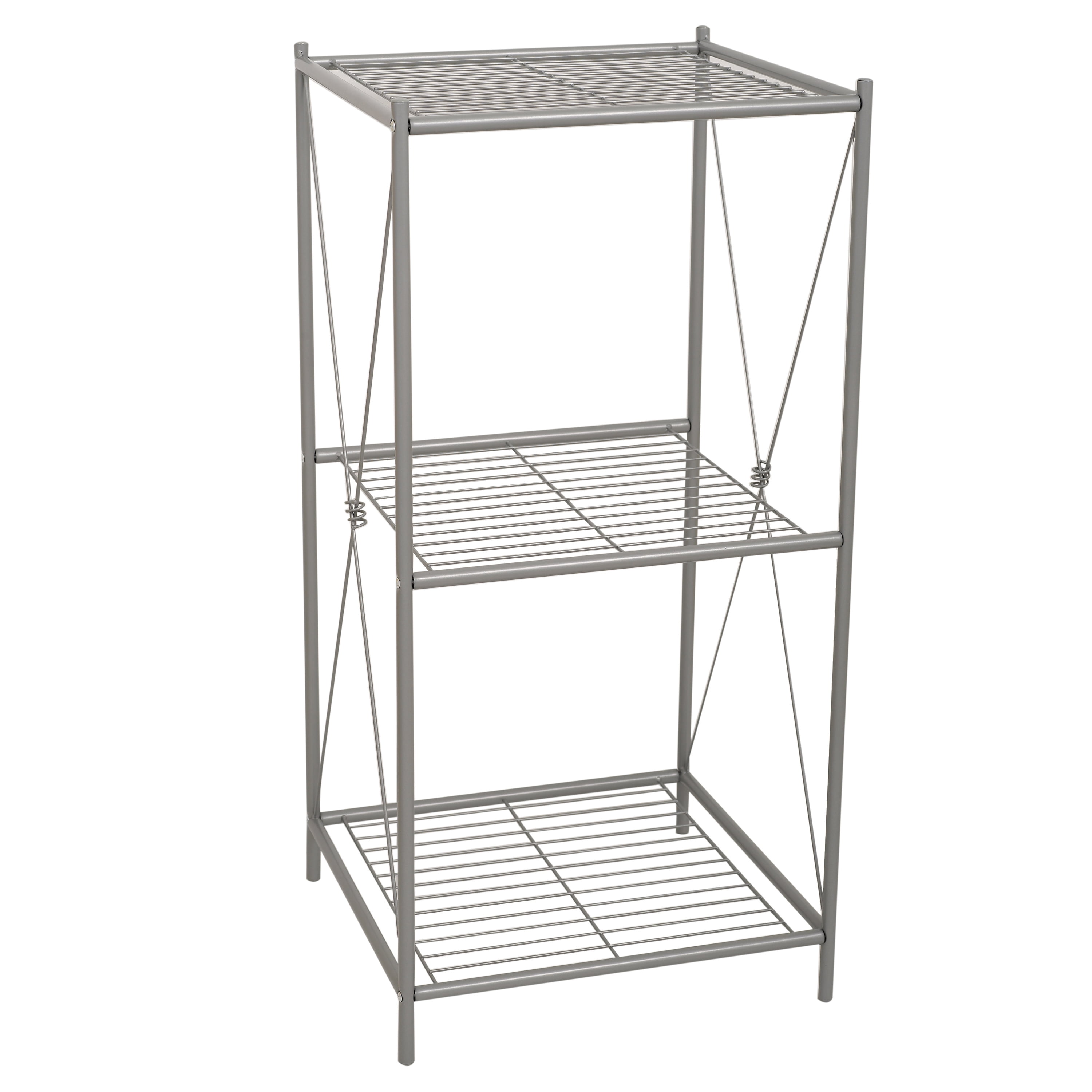 Satin Nickel 3-Shelf Metal Freestanding Storage Rack