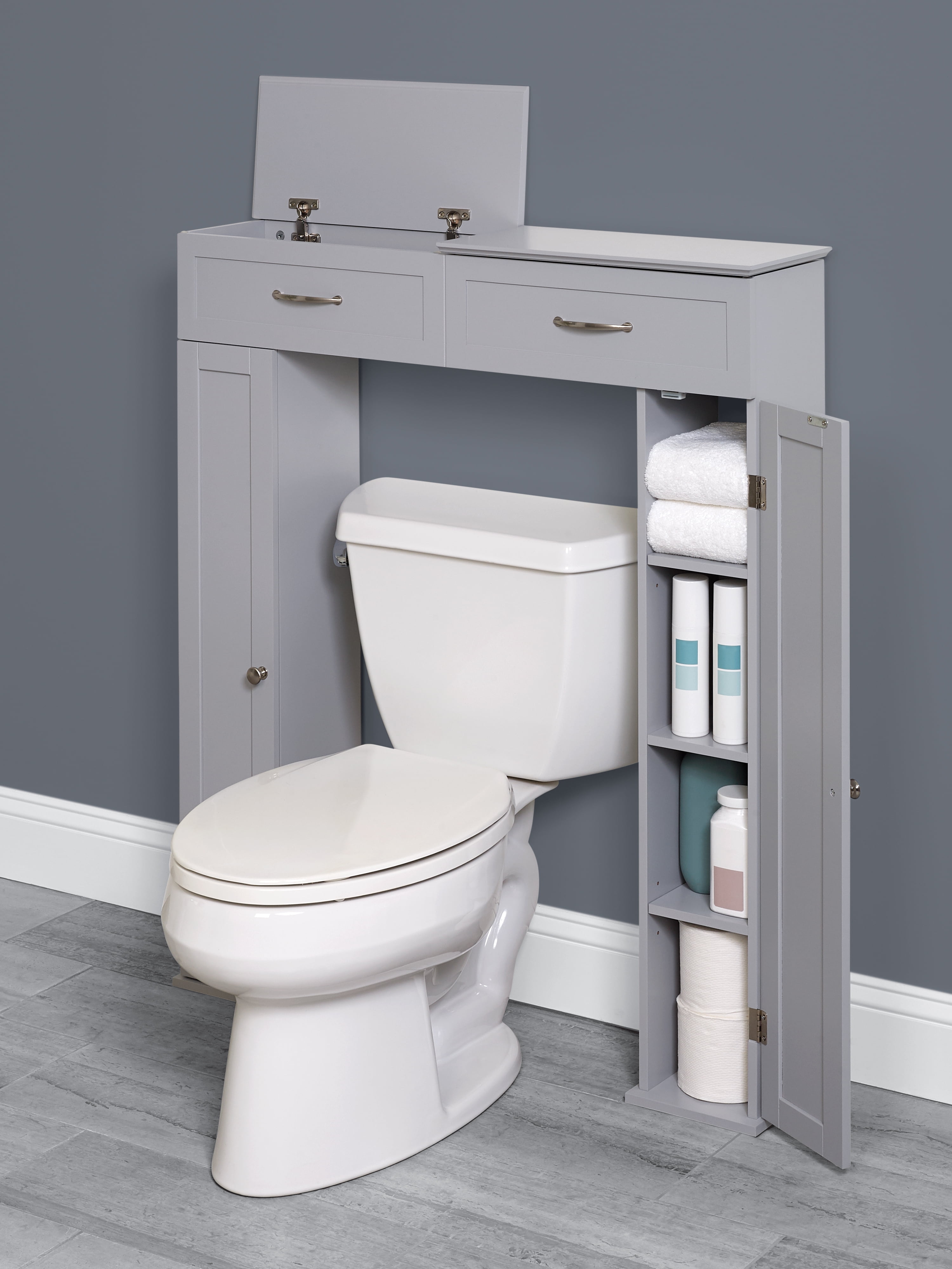 Zenna Home 36" W Lift Top overtheToilet Bathroom Storage 6