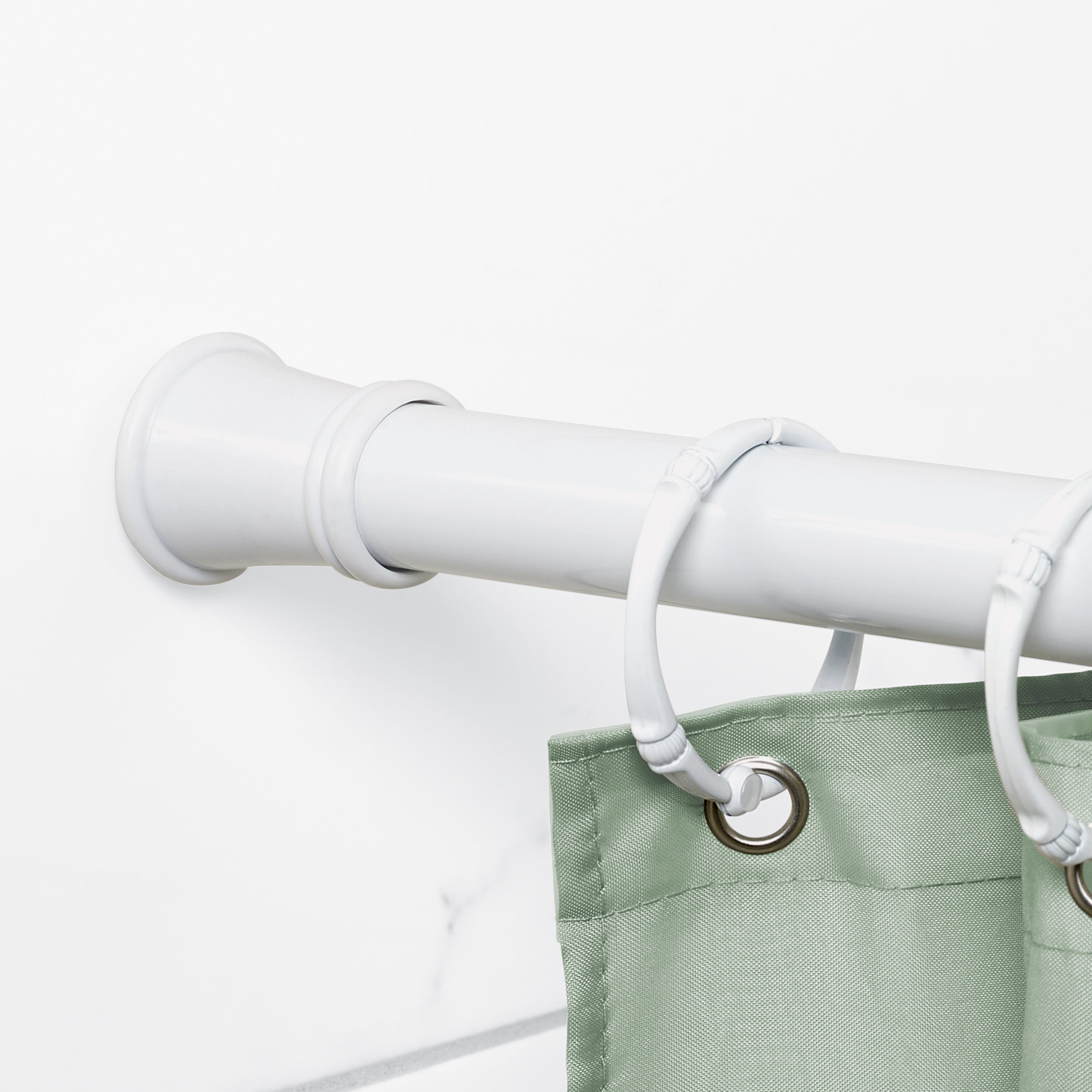 Zenna Home Adjustable Tension Steel Shower Rod 26 to 76 White